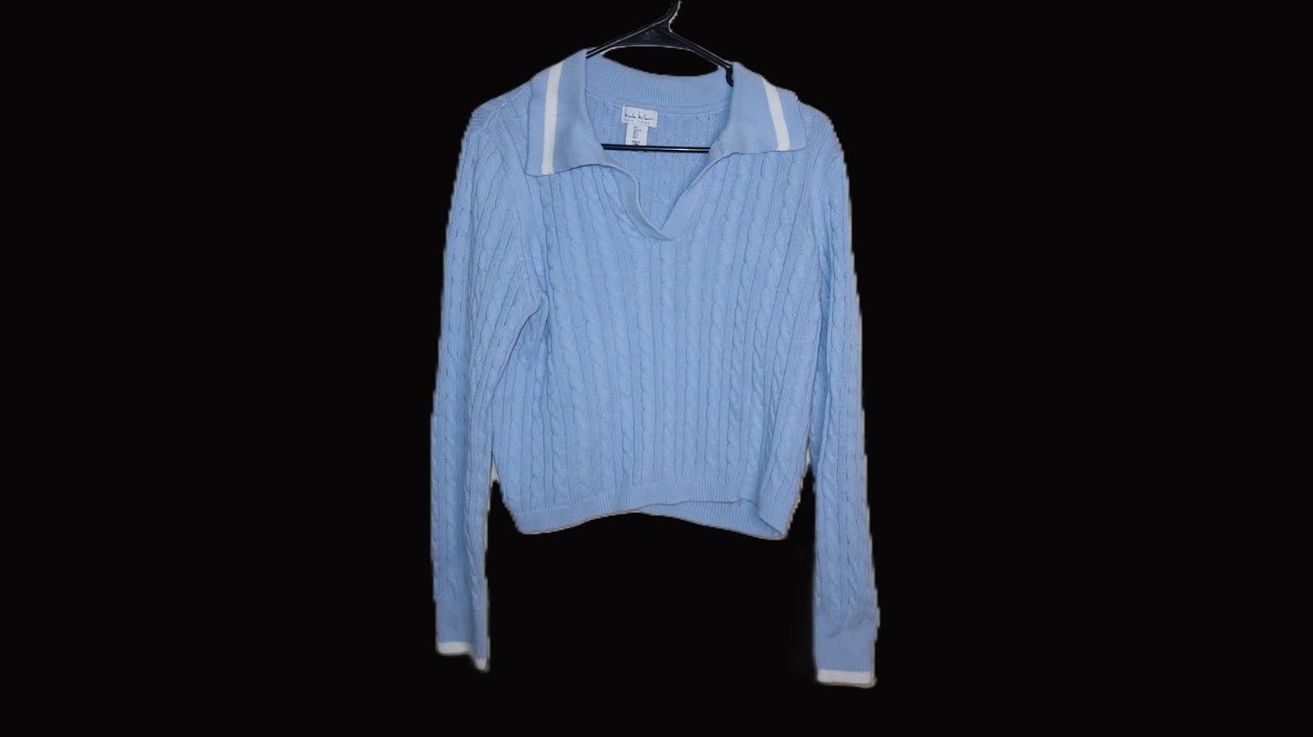 Blue Cable Knit Sweater