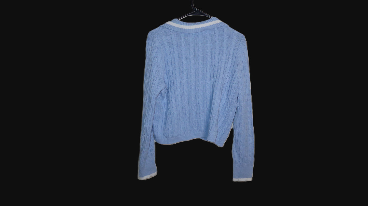 Blue Cable Knit Sweater